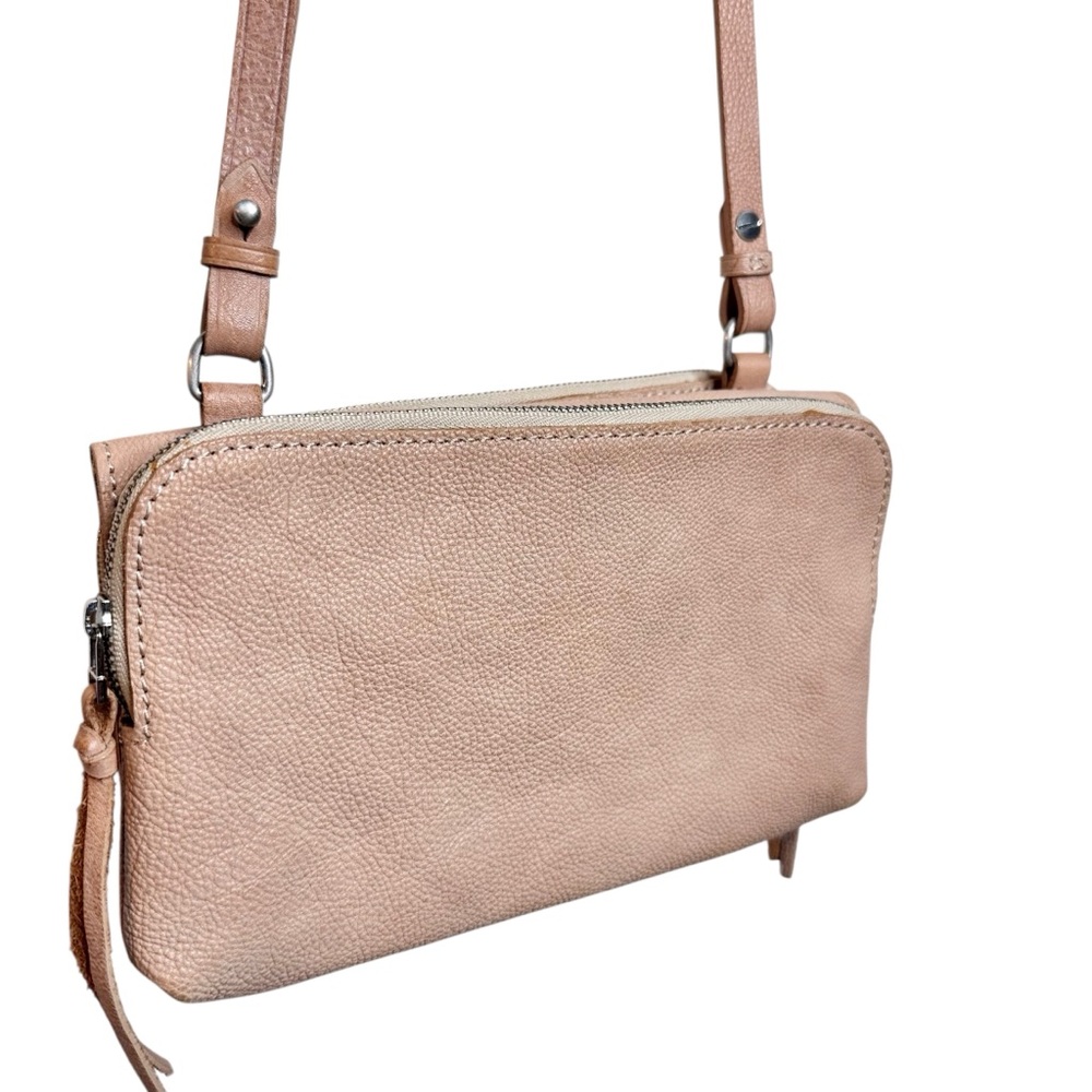 Madewell Twin Pouch Leather Crossbody Bag Washed Leather Light Tan Purse - Picture 4 of 16